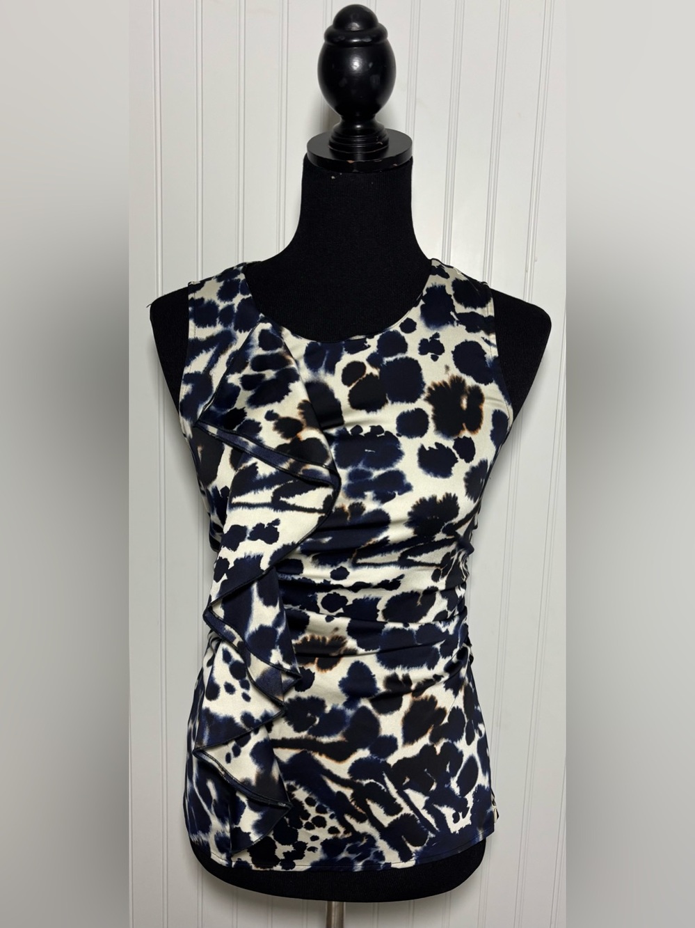Ann Taylor Womens Multicolor Sleeveless Side Zip Ruffle Top Size 0 Indie Classic